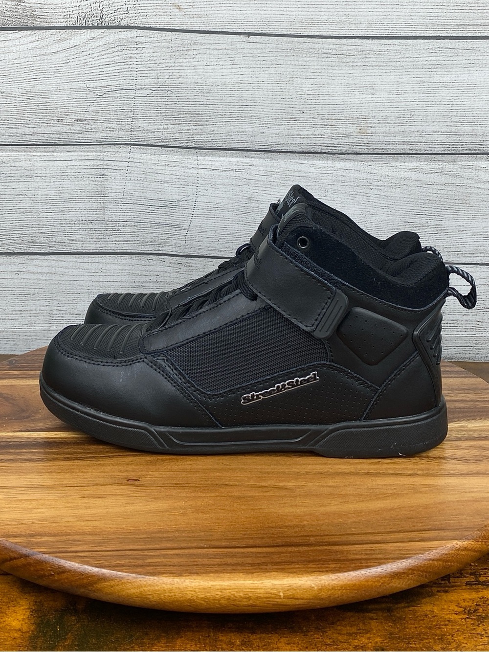 Steel & Street Valor Reinforced Black Leather Motorcycle Boots Men’s Shoe Size 9